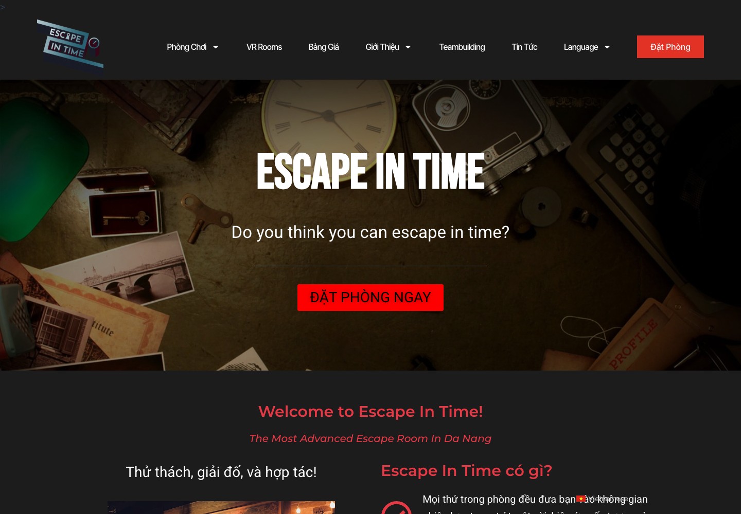 Escape In Time homepage screenshot
