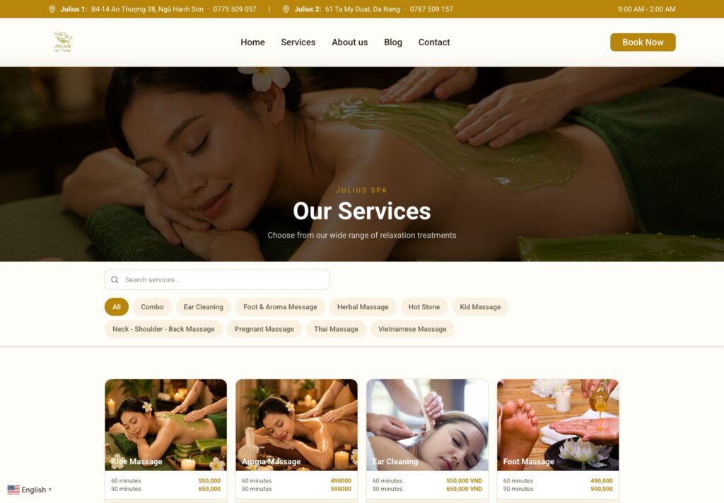Treatment menu