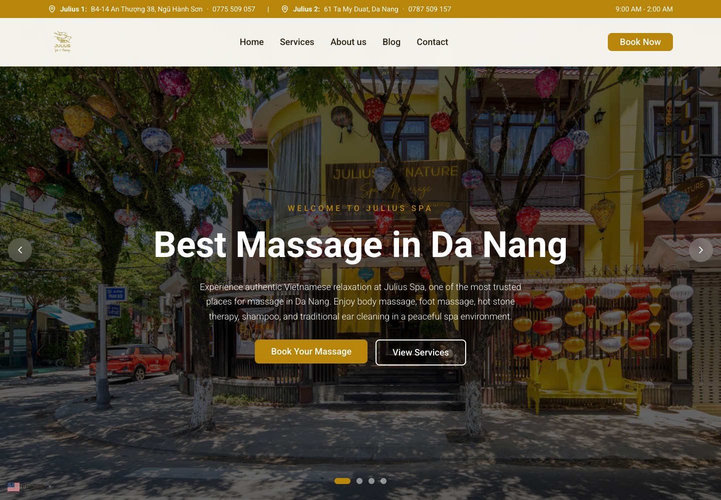 Julius Spa homepage screenshot